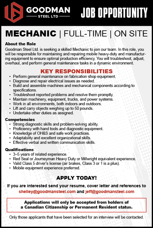 Goodman Steel - Rocanville - Mechanic 